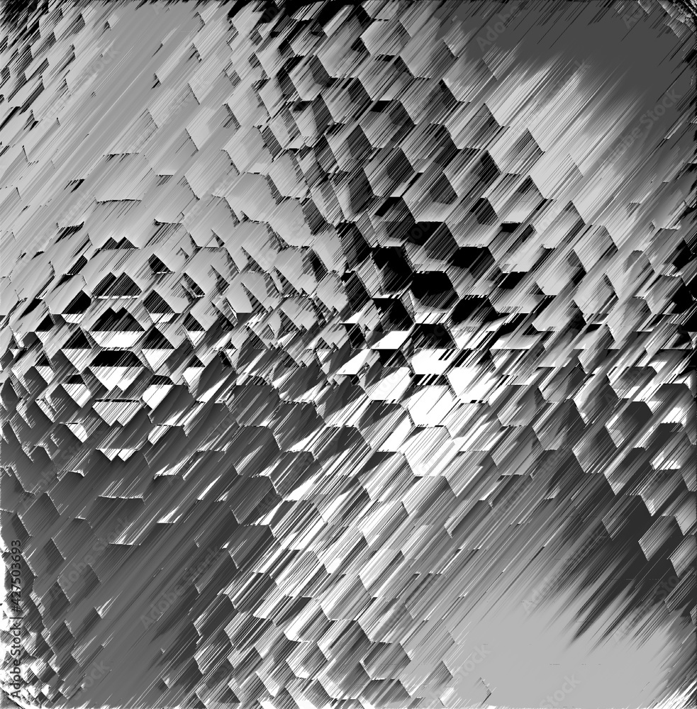 Poster geometric hexagonal shapes patterns and designs in black and white and shades of grey