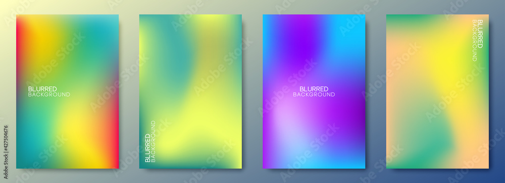 Poster set of rainbow cover design template. abstract colorful blurred gradient color style. modern texture
