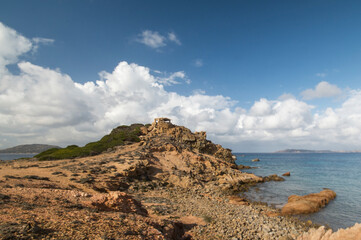Fototapeta na wymiar Parco Nazionale Arcipelago di La Maddalena. Paesaggio marino, località Abbatoggia