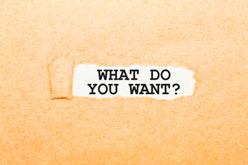 text WHAT DO YOU WANT on a torn piece of paper, business concept