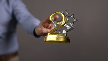 2 ceremony award in hand 3d