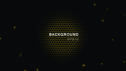 Geometric themed screen illustration design, hexagon design. Modern. Dark color embossed design.For wallpaper.Embossed hexagon black background.ight and shadow.modern background.Vector.black surface 