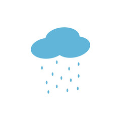 Blue Cloud Rain icon isolated on background. Modern simple flat forecast storm sign. Weather, internet concept. Trendy vector rain symbol for website design, web button, mobile app. Logo illustration.