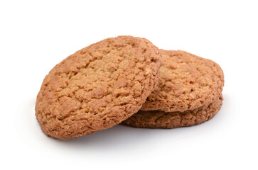 Oatmeal cookies isolated on white.
