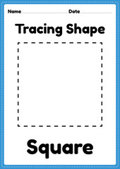 Tracing square shapes worksheet for kindergarten and preschool kids for educational activities in a printable illustration