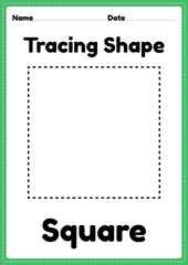 Tracing square shapes worksheet for kindergarten and preschool kids for educational activities in a printable illustration