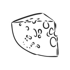 Piece of Cheese. a piece of cheese vector sketch on a white background