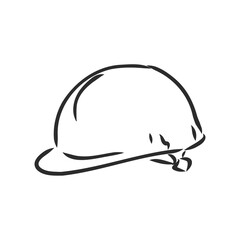 industry helmet vector and illustration, black and white, hand drawn, sketch style, isolated on white background.