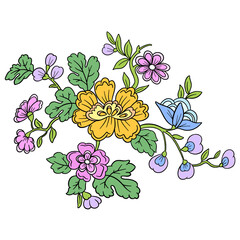 Vector Line Art Floral Flowers Tattoo Style for Valentines