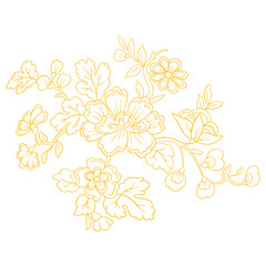 Vector Line Art Floral Flowers Tattoo Style for Valentines