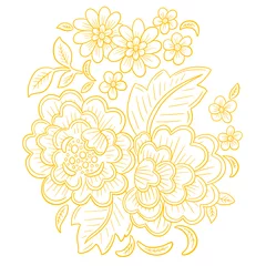 Zelfklevend Fotobehang Vector Line Art Floral Flowers Tattoo Style for Valentines © squeebcreative