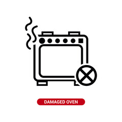 Vector image. Icon of a broken oven.