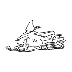 isolated illustration of a rider on a snow scooter , black and white drawing, white background