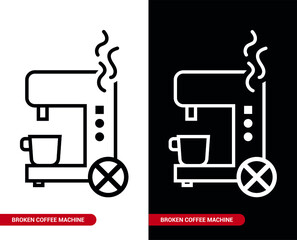 Vector image. Icon of a broken coffee machine.