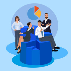 The business team discusses the profit on the example chart.