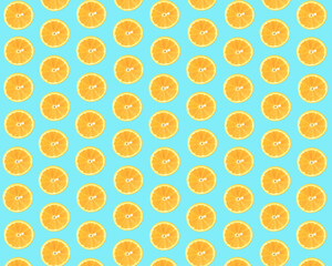 Minimal summer pattern made of orange on a light blue cyan background