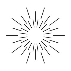 Vintage sunburst rays design element, explosion black rays. Bursting rays sunrise firework starburst burst for logotype, emblem logo, tag, stamp, banner. Vector illustration
