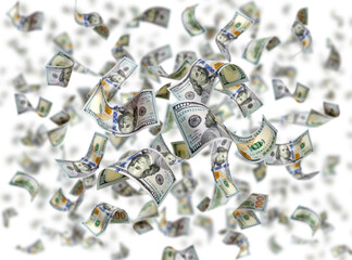 Flying money isolated on white