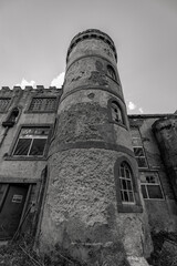 Old abandoned manor house Ewart Hall in North East England 