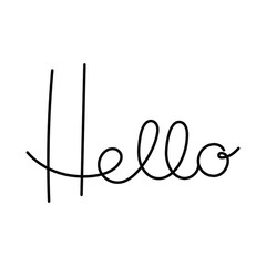 Hello hand drawn lettering vector illustration on white background