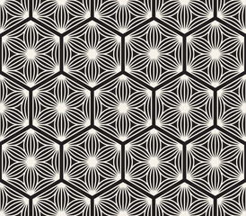 Vector seamless abstract pattern. Modern stylish striped lattice texture. Repeating geometric tiles with hexagonal elements.