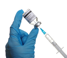Doctor hand holding a syringe with vaccines