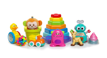 Toys collection isolated on white
