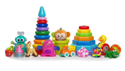 Toys collection isolated on white