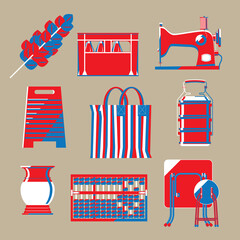 Graphic illustration of Hong Kong nostalgic household items