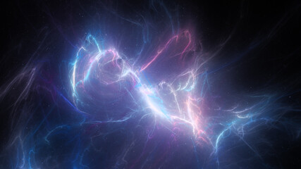 Blue glowing high energy plasma energy field in space - 427515493