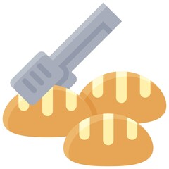 Tong and Bread icon, Bakery and baking related vector