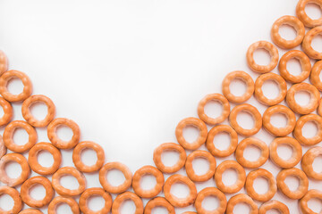 Bagels snack or drying bagels isolated on white background, copy space, mock up