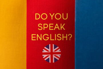 World English Language Day. The book covers are close together. The text on the book, you speak English