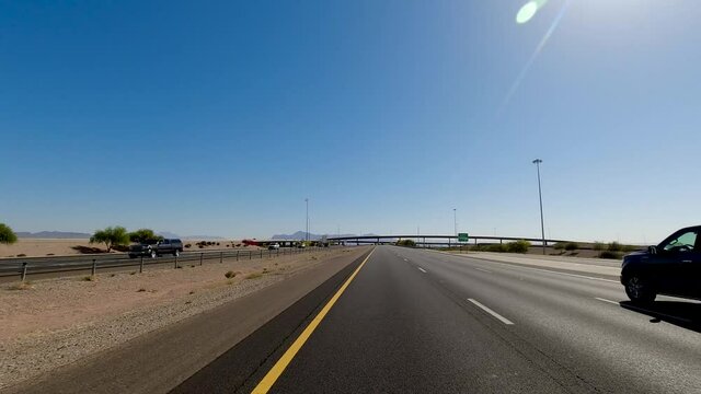 POV car driving on freeway