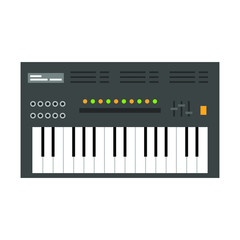 Music Synthesizer. Flat style electronic piano. Vector illustration