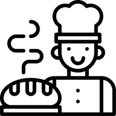 Chef and Bread icon, Bakery and baking related vector