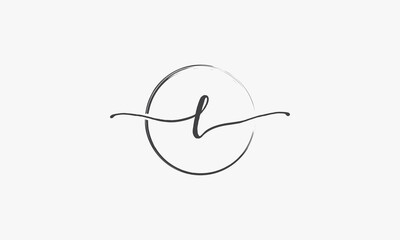 Fototapeta premium L handwritten logo with circle paint brush design vector.