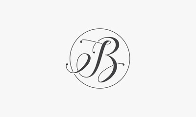 elegant logo letter B handwriting with circle line on white background.
