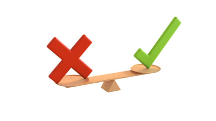 Balance concept. Choice Yes or No