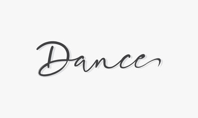 Dance word handwritten with shadow design vector.