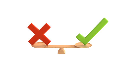 Balance concept. Choice Yes or No