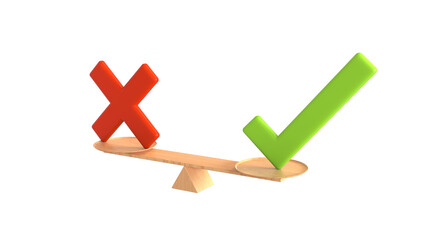 Balance concept. Choice Yes or No