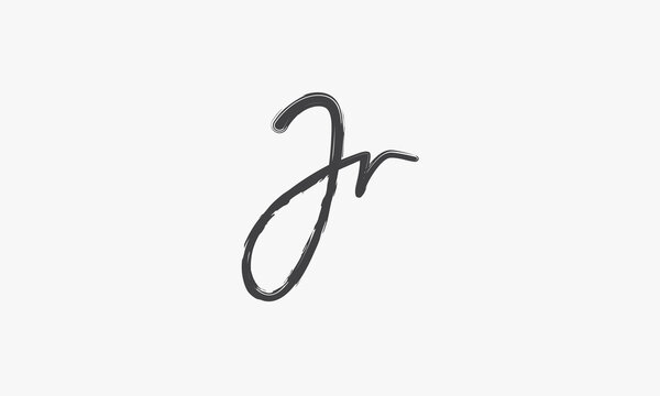 Jr brush script letter logo design vector.