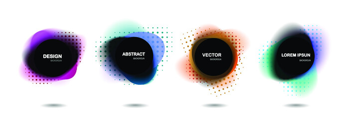 Set of isolated abstract aqua spot with gradient or dynamic color.Vector colorful neon templates. Circle shapes with vivid gradients. Fluid gradients for banners, Abstract liquid shape black, 3d.eps10