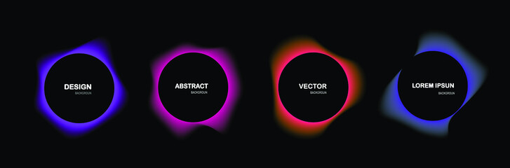 Set of isolated abstract aqua spot with gradient or dynamic color.Vector colorful neon templates. Circle shapes with vivid gradients. Fluid gradients for banners, Abstract liquid shape black, 3d.eps10