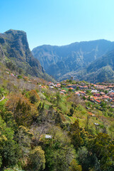 Fototapeta na wymiar viewpoint nun's valley village in Madeira Island - Curral das Freiras, rural area in the mountains