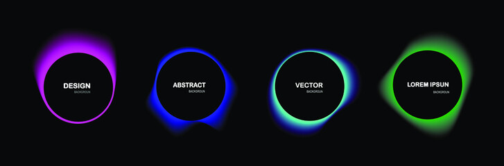 Set of isolated abstract aqua spot with gradient or dynamic color.Vector colorful neon templates. Circle shapes with vivid gradients. Fluid gradients for banners, Abstract liquid shape black, 3d.eps10
