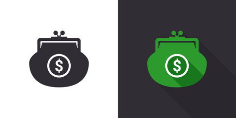 Dollar wallet icons. Purse icon. Wallet icon design template. Vector illustration