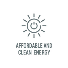 Affordable and clean energy black icon. Corporate social responsibility. Sustainable Development Goals. SDG color sign. Pictogram for ad, web. UI UX design element.