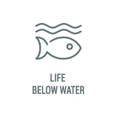 Life below water black icon. Corporate social responsibility. Sustainable Development Goals. SDG sign. Pictogram for ad, web, mobile app. UI UX design element.